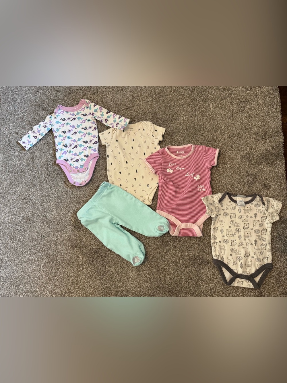 Baby girl lot of 4 one-pieces & 1 pant 3-6 months Baby Gap Chick Pea Koala Pink - Picture 1 of 13